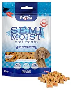Frigera Semi-Moist Soft Treats Lachs & Reis 165g - Weiche Hundeleckerlis, Leckere Belohnung für Training & Zwischendurch, Ohne Zugesetzten Zucker, Hergestellt in Belgien