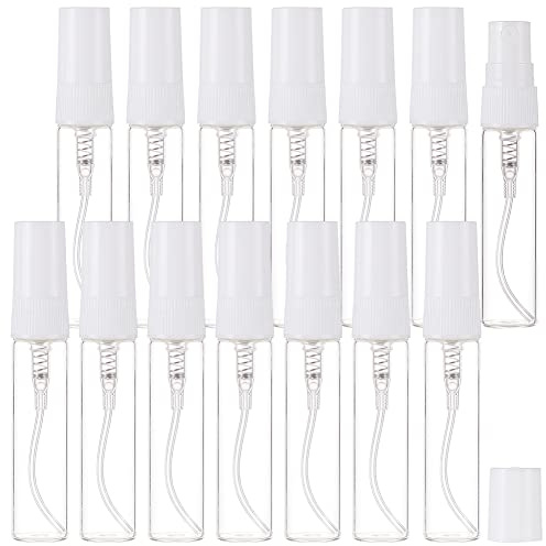 BENECREAT 30 X 5 Ml/0,34 Fl. Oz Piccole Bottiglie Di Profumo in Vetro Trasparente per Campioni Di Profumo Con Tappo Antipolvere in Plastica, Bottiglie Di Profumo Portatili in Vetro