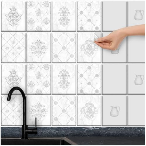 FoLIESEN - Fliesenaufkleber | selbstklebendes Fliesen-Folien Set für Bad & Küche | Klebe-Folie für Wandfliesen Küchenrückwand & Bordüren | Royal, .:20.7x25.7 cm / 16-tlg. Set