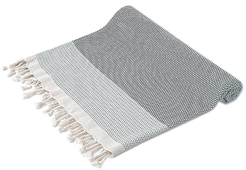 Toalla de hammam turca Peshtemal XXL para playa, spa, yoga, sauna y viajes. Ligera, de secado rápido y ultrasuave, 100 % algodón, 100 x 180 cm - Gris oscuro, 1 pieza