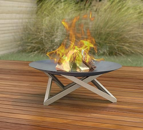Svenskav Futura Brasero 80 cm pour jardin et terrasse (acier inoxydable, super XXL) – Brasero rond design pour cheminée d'extérieur – Grand bol ignifuge pour grille, barbecue, feu de camp