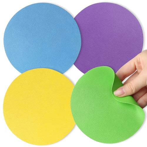 Aixoom Rubber Jar Opener Pads Set of 4, Non-Slip Gripper Pads for Jars | For Seniors & Weak Hands, Heat-Resistant Trivet, Kitchen Coaster & Jar Lid Grip for Jars and Bottles (Circle)