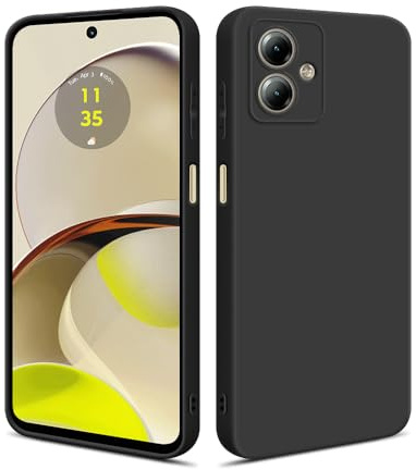 HSP Funda para Motorola Moto G14, Carcasa Silicona, Case, Antipolvo, Negra | Antigolpes, antiarañazos, cortes precisos, bordes elevados, cámara protegida, capa cover, protector para móvil y teléfono