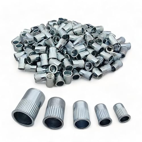 200 Pack M8 Steel Rivnuts Counter Sunk Knurled Open Head Nutsert Rivet Nut