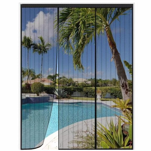 Balkontür Insektenschutz Fliegenvorhang, 240x200cm Fliegengitter Tür, mit Selbstklebendes Klettband, Vorhang für Balkontür Wohnzimmer Terrassentür, Schwarz