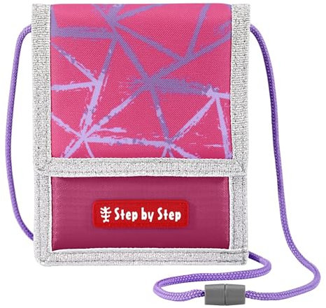 Step by Step Brustbeutel „Star Stella“ lila-rosa mit Sichtfenster, Münzfach mit Reißverschluss, Schlüsselbefestigung, zum Umhängen, für Mädchen ab der 1. Klasse