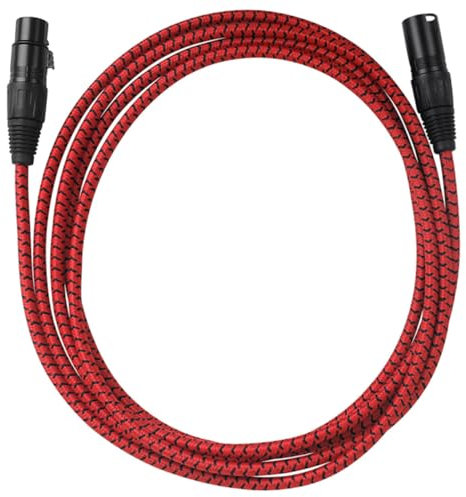 JOINPAYA 3m Xlr Mikrofonkabel Audiokabel Mit Noise-cancelling Robustes Abs Metall Nylon Rotes Mikrofonkabel Für Lautsprecher Bühne Und Aufnahme