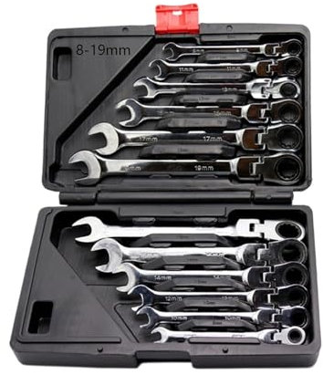 YUEKOPOU Llave de Carraca, Llave de trinquete combinada, con cabezal flexible, herramienta de trinquete de doble propósito, juego de combinación de trinquete. Herramientas manuales for automóviles(12