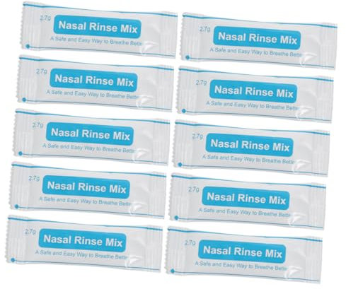 EXAOMBLE Sal Para Enjuague Nasal 40 Sobres Paquete, Solución Salina Fisiológica Sin, Rápida Disolución, Protección y Limpieza Diaria De Cavidad Nasal Para Niños y Adultos