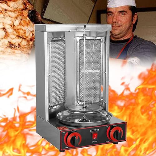 WEIMILOR Máquina Profesional para Hacer Doner Kebab Comercial, asador Vertical de rotación automática, asador de Acero Inoxidable a GLP para Barbacoa, recolector de Carne para restaurantes,Gas