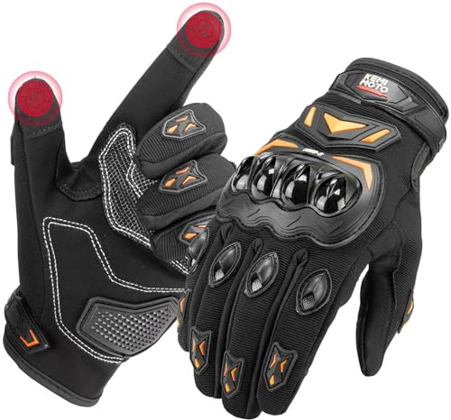 KEMIMOTO Guanti Moto Estivi, Guanti Moto Uomo Touchscreen con Paranocche Rigide, Ideali per Sport, Ciclismo, Scooter e Attività all'Aperto