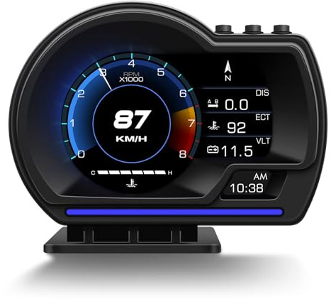 HUD Head-Up Display für Autos – OBD2 + GPS Dual-System, Universelles Geschwindigkeitsmesser Auto HUD digitaler Tacho mit deutscher Anzeigeoberfläche