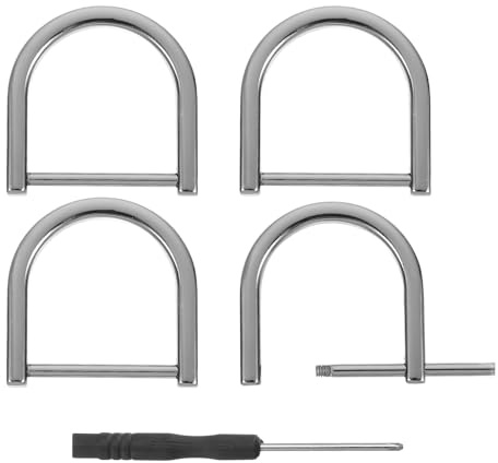 QUARKZMAN Anillos en D con grillete de tornillo, 4 piezas de 0,98 pulgadas de aleación de zinc, hebillas de anillo en D en forma de U para bolso, llavero artesanal de cuero, color negro | Aleación de zinc, hebillas en forma de U en forma de herradura, para el bolso llavero de cuero