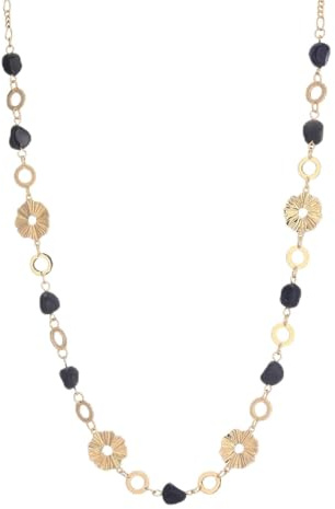 Dazylleco Kette Gold Damen Lange Perlenkette Statement Lang mit Stein Perlen Geschenke für Frauen Gold Modeschmuck
