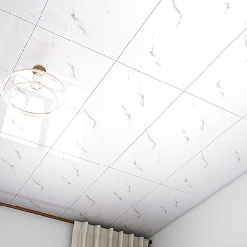 Dalle de plafond Panneaux Plafond Salle Bain En PVC Imperméable, Papier Peint Découpe 300 X 600 Mm/400 X 800 Mm, Pour Décoration, Plaques Plâtre Cloisons Sèches(300x600 mm 60 pcs cover 10.8 m²)
