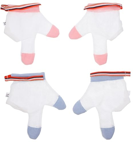 Milisten Baby Finger Sucking Stop Gloves Anti-Bite Finger Cover with Adjustable Cuffs Breathable Double-Sided Mesh 2 Pairs for Infant Nail Care Home and Outdoor Use