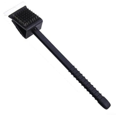 Brosse métallique pour barbecue avec poignée ergonomique et grattoir intégré, parfaite pour la cuisine en plein air