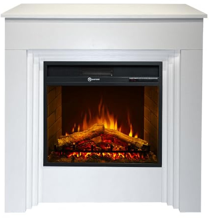 Camino elettrico caminetto da terra BELLINI in legno Bianco Made in Italy L96 x P35 x H96