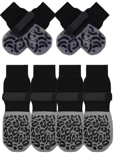 4 Paar Hundesocken Anti Rutsch, Pfotenschutz Socken für Hunde, rutschfeste Hundeschuhe für Outdoor & Indoor, Ideal für Ältere Hunde & Verletzungen(2 Styles)