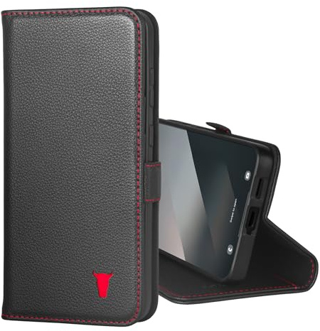 TORRO Case Compatible with Samsung Galaxy S25 FE 5G 2025 – Premium Leather Wallet Case with Kickstand and Card Slots (Black)