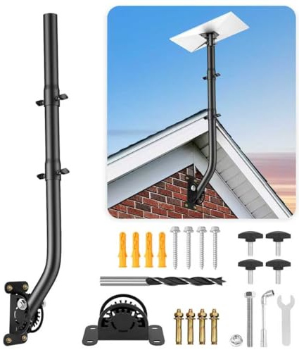 Universalhalterung für Starlink V2/V3/G3 Rechteckantenne, 4G/5G/WiFi/Satellitenantennen, Wetterstation, CB-Funk, 360° verstellbare Edelstahlhalterung, 1,49x46 Zoll, Montage an Wand, Traufe & Dach