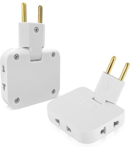 2 stycken Platsbesparande Platt Plug, Med 3 Smal Adapteruttag, 180° roterbar Ultra Tunn Uttag, EU-adapter till Amerikansk Adapter, För Hem, Kontor, Resor