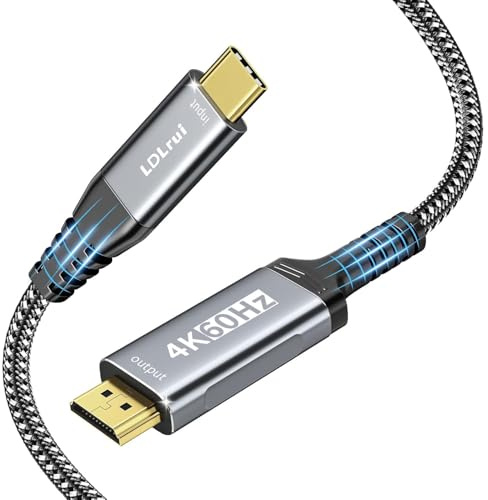 LDLrui USB C auf HDMI Kabel 1m, 4K@60Hz & 1080P@240Hz Typ C zu HDMI Adapter | Kompatibel mit Thunderbolt 5/4/3, iPhone 17/16/15, MacBook Pro/Air/Neo, Mac Mini, iMac, iPad, Surface, Pixel Book, Galaxy S24