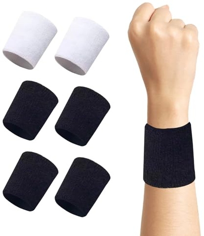 MNYXIS 6 Pcs Bracelet Poignet Absorbant De Sport Pour Homme Et Femme Serre Poignet, Bandeau Poignet En Coton Doux, Multicolore, Taille Unique, Pour Gym, Tennis, Course A Pied, Basket-Ball