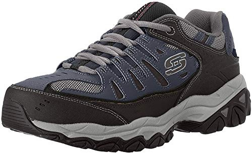 Skechers Afterburn Memory Foam snörning, sneakers för män, Afterburn, minnesskum, snörning, sneakers, Marinblått Xsp, 42 EU