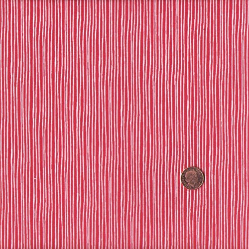 100% Baumwolle Stoff | Rot und Weiß | Kleine Streifen | Stoffbreite: 140cm (0,5 m)