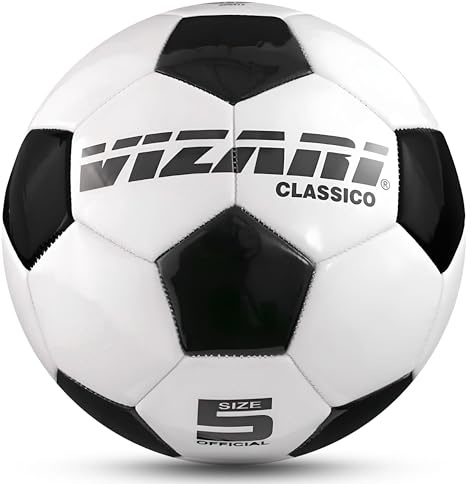 Vizari Classico Fußball Ball - Klassisch in Weiß/Schwarz - Trainingsball Fussball mit 32-er Muster - Steppnaht Technologie - Weiß, Schwarz - Größe 3