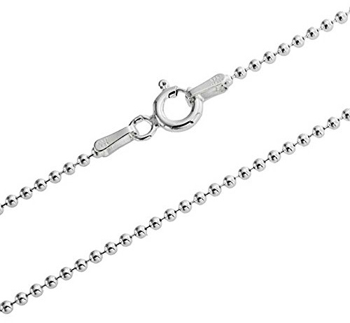 1mm sterling silver 925 Italian BALL bead chain necklace chocker bracelet anklet with spring ring clasp