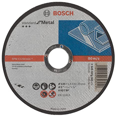 Bosch Professional 1x Disco de Corte Recto Standard for Metal (para Metal, Ø 125 x 1.6 mm, Accesorios Amoladora)
