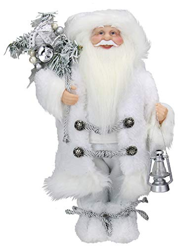 Northlight 12 White Standing Santa Claus Christmas Figure with Lantern