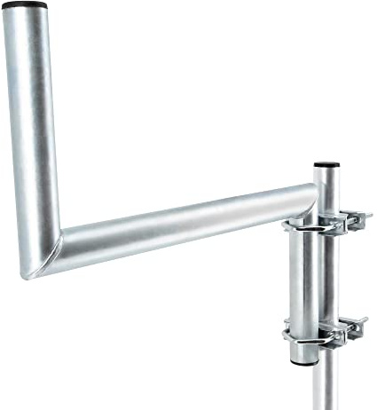 SkyRevolt Z-Ausleger 50cm Rohr 42mm mit Zahnschellen Geländer-Ausleger SAT-Antenne Mast-Ausleger Z-Halterung für Satelliten-Schüssel Stahl verzinkt