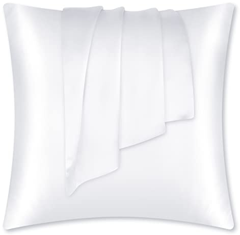 LULUSILK Örngott av natursilke, 100 stycken, rent mullbärssilke, örngott för hår och hud, anti-rynk, dragkedja, kvadratisk, storlek 65 x 65 cm, vit, 1 st 16 momme