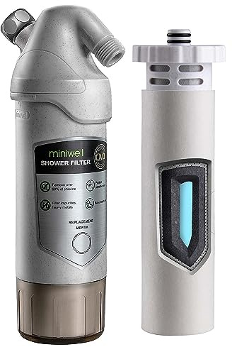 Miniwell Duschfilter Shower Filter 720-Plus Universeller Wasserfilter Zum Entfernen Von Chlor Und Schwermetallen - Austauschbares Filterelement Und Passt Auf Jeden Duschkopf