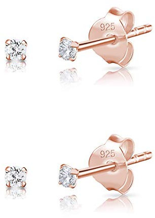Pack Pendientes Mujer Plata de Ley 925 Chapados Oro Rosa con Circonita - Pendientes Mujer Oro Rosa - Pendientes Brillantes Mujer - Aretes Oro Mujer - Pendientes Oro Rosa Mujer - Pendientes Diamante