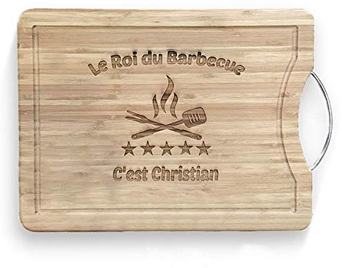 KDO MAGIC Planche à découper personnalisée matière bambou manche en acier | Idée cadeau pour homme | Personnaliser | Papa | Papy | Fête des pères | Cadeau Noël | Anniversaire