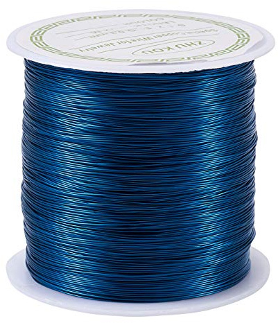 PandaHall 236 Feet Tarnish Resistant Bare Copper Wire 28 Gauge 0.3mm Jewelry Beading Wire for Crafts Beading Jewelry Making Supplies(Marine Blue)