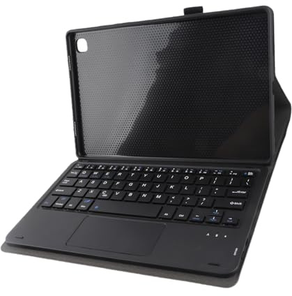 Bluetooth Tangentbord, Ultratunt Trådlöst Tangentbord med Pekplatta, Tablet Tangentbord för Tab A7 T500/T505, Avtagbart PU Läderfodral, USB Uppladdningsbar(Svart)