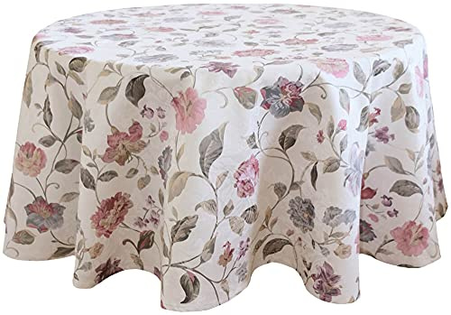 matches21 HOME & HOBBY Tischdecke DANJA Ø 170 cm Florale Ornamente Tischtuch rund edle Landhaus Tischdeko Polyester