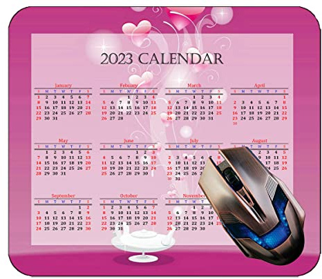 Spelmusmatta 2023 års kalender med semester, hund fält blommor kontor musmatta