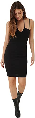 NA-KD Minivestido con Correa de Detalle de Ojo de Cerradura, Negro, XX-S