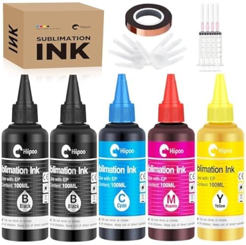 Hiipoo Recharge d'encre de sublimation de 500 ml pour imprimantes jet d'encre ET2400, ET-2720, ET-2760, ET-2800, ET-2803, ET-2850, ET-4800, ET-15000, ET-3760