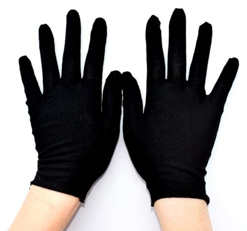 FUBESK 12 pares de guantes desechables de nitrilo negro sensible, guantes de algodón negro, suaves, grandes, sensibles, limpieza seca, hidratantes para inspección de joyas