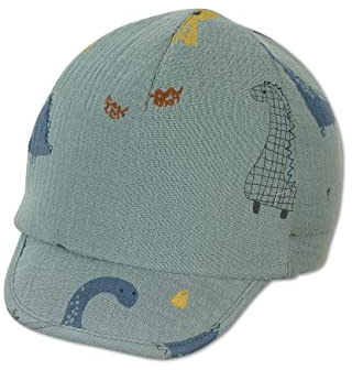 Sterntaler Baby Jungen Schirmmütze Baby Schirmmütze Dinosaurier - Schirmmütze Baby, Baby Mützen - aus Baumwolle - dunkelgrün, 45