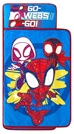 Idea Nuova Jungen Spidey and His Amazing Friends Gesteppte Schlafmatte für Kleinkinder mit integrierter Decke und Kissen, 20 Wx46 L