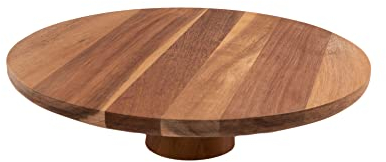 Point-Virgule Plato para tartas con pie, accesorios para tartas y accesorios para hornear, de madera de acacia, 7,5 cm de alto, 32 cm