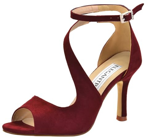 ELEGANTPARK HP2565 Burgundy Sandals for Women Peep Toe High Heels for Women Ankle Strap Sandals Summer Prom Evening Party Dress Bridal Wedding Shoes US 7.5